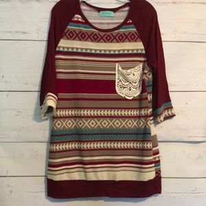 Tribal 3/4 sleeve long shirt